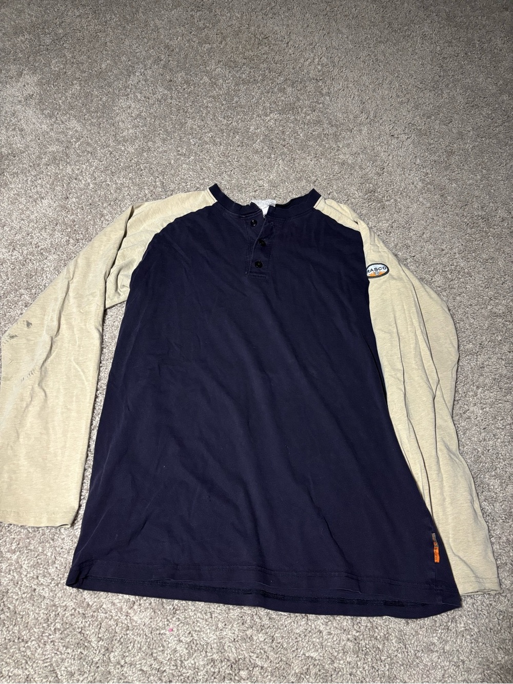 Rasco FR Shirt Mens Large Gray Black Flame Resistant Henley Long Sleeve Workwear
